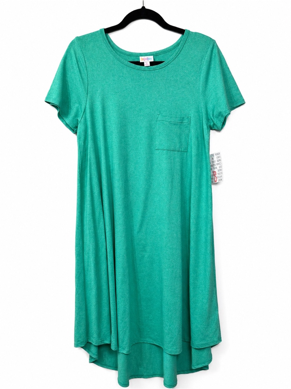 LuLaRoe Small Carly Dress short sleeve Green High Low Pocket Swing Casual NWT